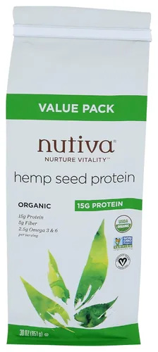 Miniatura 8 de Polvo de proteína de cáñamo Nutiva Hi Fibre, 16 oz