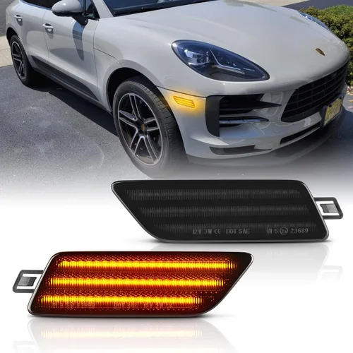 Miniatura 9 de POPMOTORZ Kit de luces de señalización lateral del parachoques delantero, kit de lámparas intermitentes LED ámbar completas para 2014-2022 Porsche