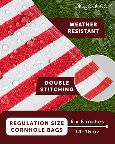 Miniatura 3 de Play Platoon Bolsas de Cornhole Resistentes a la Intemperie - Juego de 8 Bolsas de Frijoles Reglamentarias para Lanzar - Tamaño y Peso Profesional