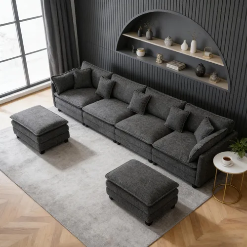 Miniatura 12 de Sofá seccional, cómodo sofá modular de nube, sofá modular de asiento profundo, sofá moderno en la nube, sofás modulares para sala de estar, Beige