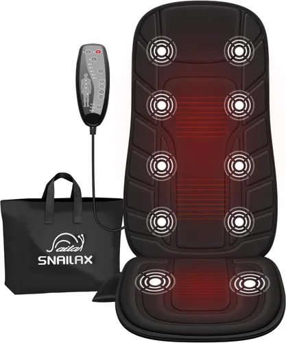 Snailax - Masajeador de espalda con calor, cojín de masaje para silla con 10 motores, almohadilla de masaje para silla para uso en el hogar y la