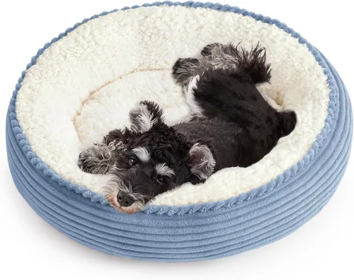 Miniatura 33 de Love's cabin Cama redonda acolchada para gatos y perros, cama para mascotas de 20 pulgadas para gatos o perros pequeños, parte inferior Violeta