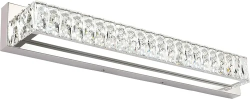 Miniatura 12 de Luces de tocador de cristal para baño, barra de luz LED de 18 W, accesorios de iluminación cromados modernos sobre espejo para baño de 22.8 pulgadas