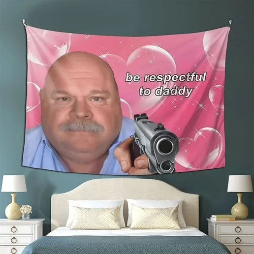 Miniatura 3 de Daddy Winkle Bertram - Tapiz divertido para colgar en la pared, póster con texto en inglés "Be Respectful to Daddy", decoración de fiesta para sala