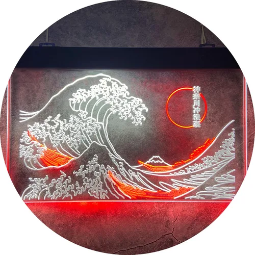 Miniatura 13 de Letrero de neón LED The Great Wave Off Kanagawa, letrero japonés de Katsushika Hokusai clásico, arte de pared para habitación, letreros de luz