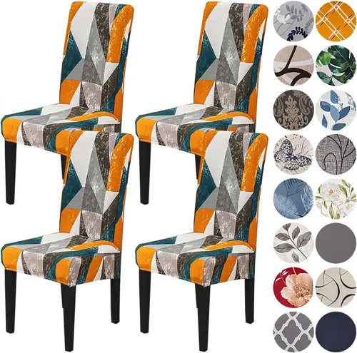 Miniatura 42 de HZDHCLH Juego de 4 fundas para sillas de comedor color burdeos, fundas elásticas de elastano para sillas Parsons, paquete de 4, fundas de asiento