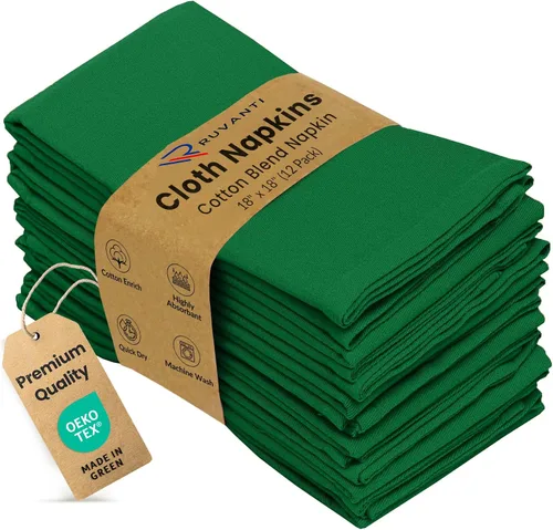 Miniatura 13 de Ruvanti - Juego de 4 servilletas de tela de 45x45 centímetros, lavables, suaves, duraderas, absorbentes, mezcla de algodón. Servilletas de mesa