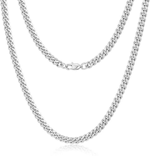 Jewlpire Diamond Cut Miami Mens Cuban Link Chain Necklace Gold Chain Silver Chain for Men Boys Women Hip-Hop Cool Style 316L Stainless Steel18K