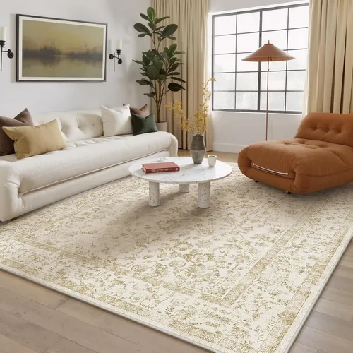 Miniatura 56 de PureCozy Alfombra de área beige de 2 x 3 pulgadas, lavable, vintage, pequeña, para entrada, cocina, suave, retro, floral, de pelo bajo, tapete