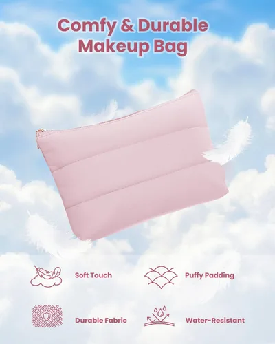 Miniatura 3 de Wandering Nature Bolsa de maquillaje pequeña, paquete de 2 bolsas de cosméticos para bolso, bolsa de maquillaje acolchada acolchada, bonita bolsa