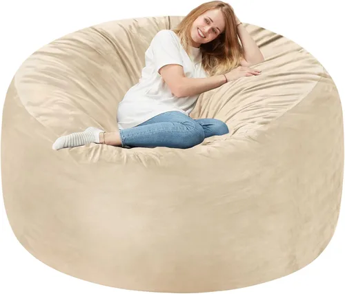 Miniatura 45 de Homguava - Sillón puff de 3 pies Sillón estilo puff grande de 3 pulgadas con relleno de espuma viscoelástica, sofá suave con funda de terciopelo