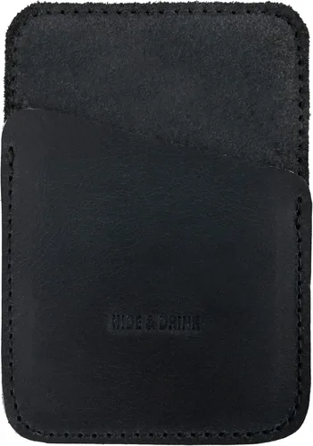Hide & Drink, Tarjetero minimalista de cuero, con capacidad para hasta 4 tarjetas, organizador de viaje, accesorios, hecho a mano, Negro (Charcoal