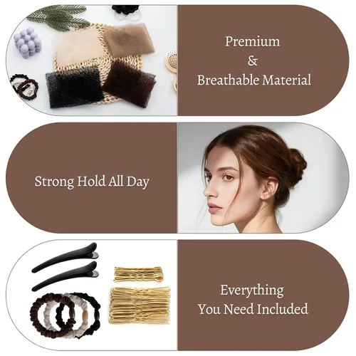 Miniatura 4 de 70 bultos de pelo Updo de 5 pulgadas, kit de inserción de volumen accesorios con 20 alfileres, 20 pines en forma de U, 2 clips de pico de pato, 3