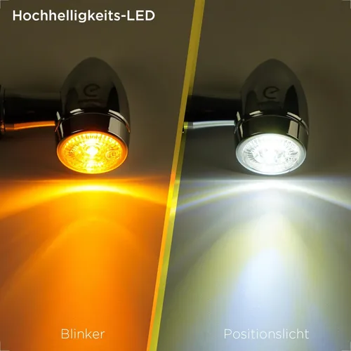 Miniatura 4 de evermotor Mini señales de giro LED cromadas CNC para motocicleta, carcasa de aluminio E32 de 12 V con hermosa superficie IP67, impermeable, aprobado