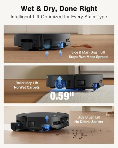 Miniatura 7 de ECOVACS DEEBOT T90 PRO OMNI Robot Aspirador y trapeador, succión de 30,000 Pa, mopa de rodillo OZMO autolimpiante instantánea, limpieza TruEdge