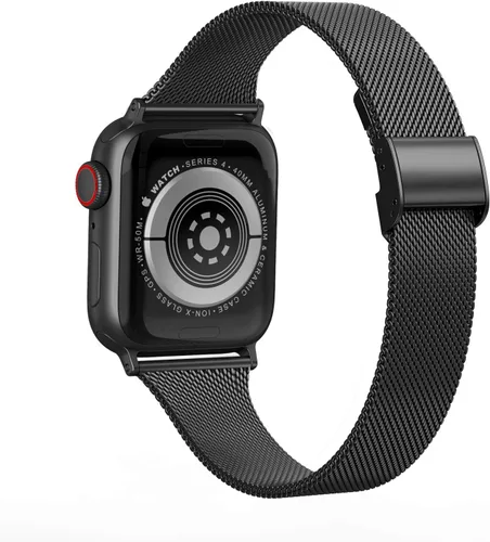 Miniatura 3 de Correa de metal compatible con iWatch 38mm 40mm 42mm 44mm, de acero inoxidable, tejido de metal fino pequeño suave, repuesto para iWatch Series 6 5