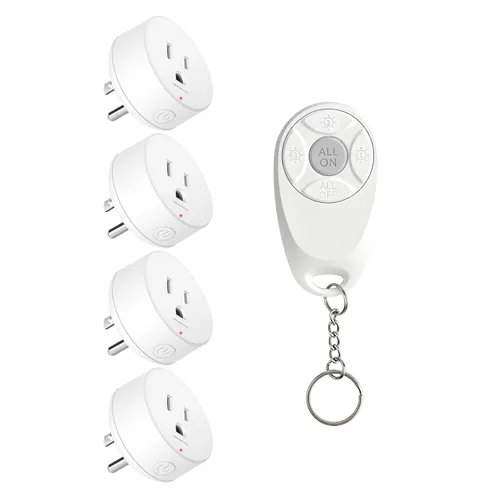 Miniatura 25 de Toma de control remoto, interruptor de luz y enchufe remoto greencycle con interruptor de luz inalámbrico, rango de 500 pies, no necesita cableado