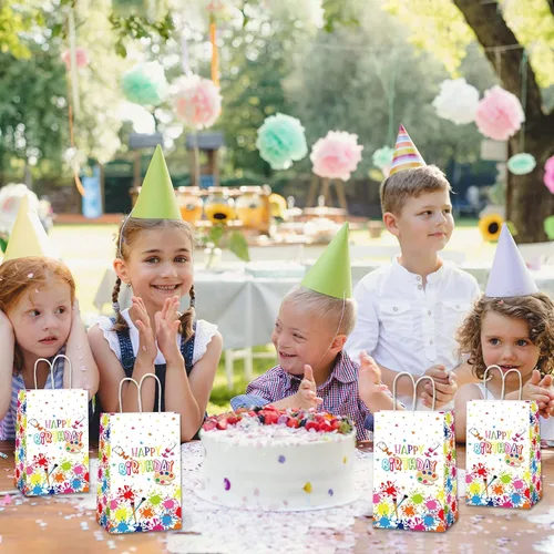 Miniatura 7 de gisgfim 12 bolsas de arte de pintura prémium con temática artística de cumpleaños, bolsas de golosinas, suministros de regalo, bolsas de regalo