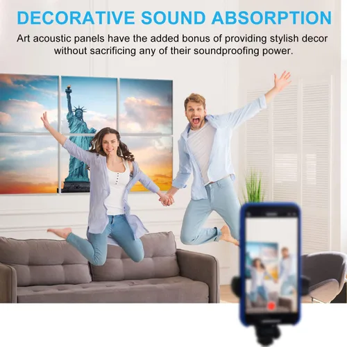 Miniatura 6 de JBER Paneles acústicos artísticos decorativos, paquete de 6 paneles acústicos artísticos para decoración de pared con autoadhesivo, adecuados