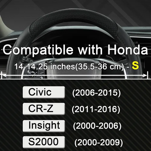 Miniatura 2 de West Llama Funda personalizada para volante de automóvil para Honda Civic, CR-Z, Insight, S2000, 14-14.25 pulgadas (negro, tamaño pequeño)