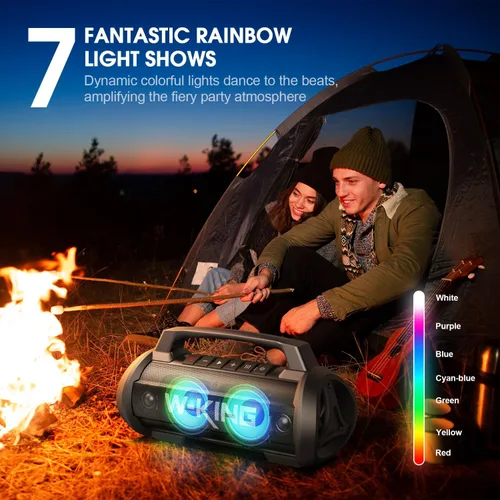 Miniatura 10 de W-KING Altavoz Bluetooth portátil con micrófono inalámbrico, 120 W pico 70 W RMS altavoces Bluetooth impermeables para exteriores, graves 110 dB, 42