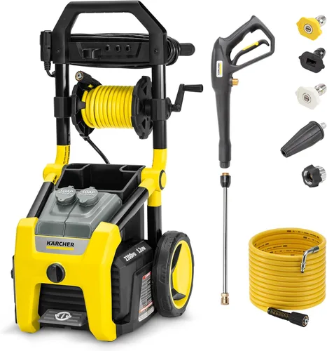Miniatura 8 de Kärcher Lavadora a presión K2100PS, certificado CETA, 3 boquillas de pulverización, tanque de detergente, para automóviles, calzadas, Amarillo