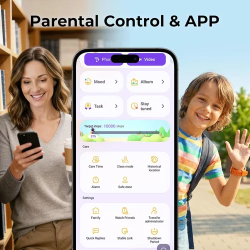 Miniatura 5 de EIOTCLUB Reloj inteligente MX3 para niños, videollamadas 4G LTE y rastreador GPS, modo escolar y zonas seguras, botón SOS y controles parentales
