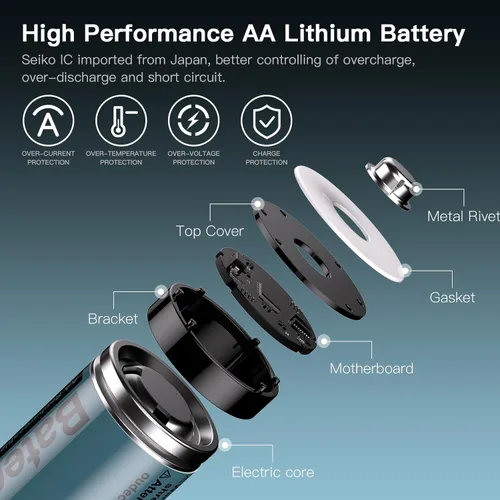 Miniatura 4 de 2 baterías de litio recargables AA, batería AA de 1.5 V 3700 mWh, recargable, compatible con cámara de rastro y controlador de juego, etc.