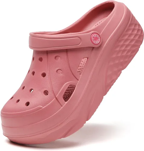 Miniatura 15 de SECHRITE Zuecos de plataforma para mujer, zapatos de jardín, impermeables, para playa, piscina, sandalias de verano, pantuflas para el hogar, serie