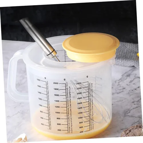 Miniatura 8 de UPKOCH Tazón de mezcla con tapa, tazas de café de plástico con tapas, jarra de agua de plástico, dispensador de mezcla para panqueques, taza