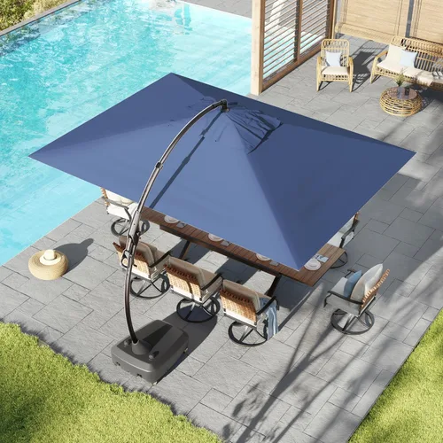 Miniatura 22 de Grand Patio 9x12 pies Sombrilla voladiza con base y funda para exterior, sombrilla rectangular de aluminio para terraza y jardín (Champán, 9x12 pies)