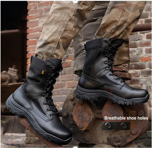 Miniatura 7 de Botas militares para hombre, botas tácticas, ligeras y duraderas, botas de trabajo al aire libre, combate, selva, antideslizantes, botas
