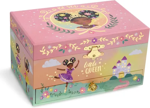 Miniatura 2 de Jewelkeeper Joyero musical para niña con cajón extraíble y bailarina negra, diseño de Little Queen, melodía de lago cisne