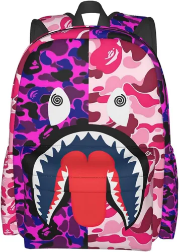 Miniatura 13 de Vkaxopt Mochila con dientes de tiburón, mochilas camuflaje, mochila de viaje para portátil, mochila de gran capacidad, bolsa de libros, moda
