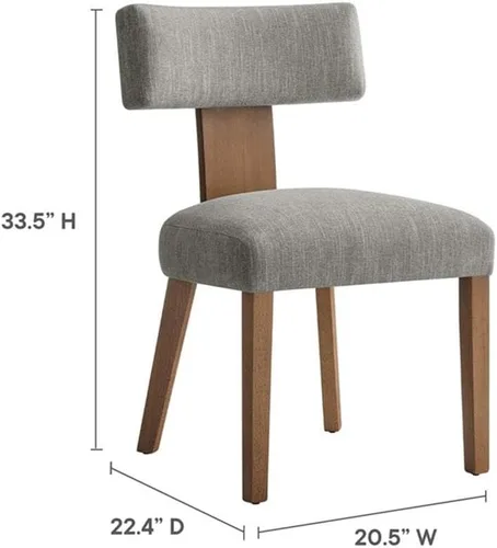 Miniatura 3 de Modway Nalani - Juego de 2 sillas de comedor sin brazos en tejido jaspeado, color marrón oscuro, sillas auxiliares contemporáneas con patas