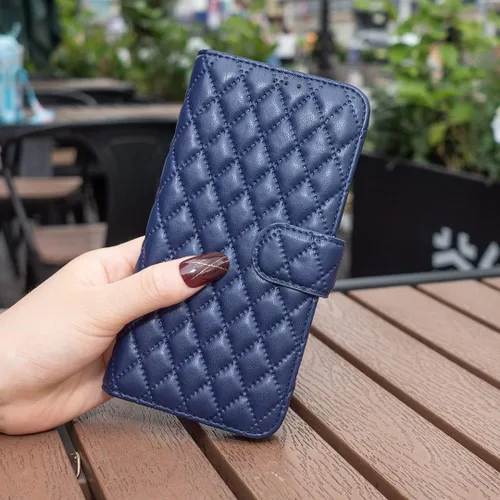 Miniatura 7 de Case for Xiaomi Redmi Note 10 4G/Note 10S,Rhombus Lambskin Pattern Premium Leather Wallet Kickstand Flip Case Magnetic Clasp Cover Blue