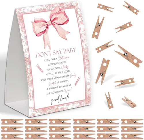Miniatura 11 de Decoraciones de oso para baby shower, género neutro y temático de otoño, incluye juego de Don't Say Baby y pequeño juego de pinzas para la ropa
