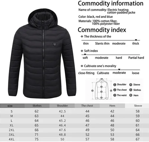 Miniatura 5 de Kysdzlink Men's Heated Jacket Outdoor Jacket, Ultra-thin Carbon Fiber, 9 Heating Zones Women's Jacket Excluding Battery Pack