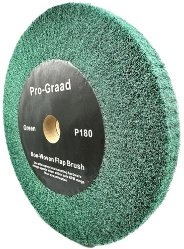 Miniatura 11 de Rueda de cepillo de solapa no tejida para amoladora de banco de 6" x 1" Negro, Grano 40 Extra Grueso, Desbaste y Limpieza, Granulado de Metal