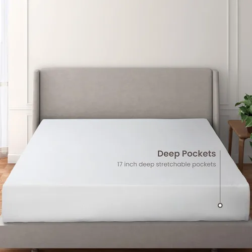 Miniatura 5 de Bioweaves Protector de colchón impermeable de algodón orgánico de jersey de tamaño Full 54" x 75" Funda de colchón con certificación GOTS