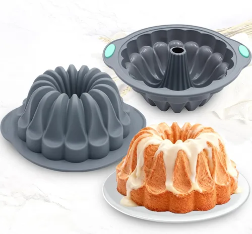 Miniatura 5 de Tongjude 4 moldes de silicona para tartas de tubo estriado, 10 tazas de molde para hornear, molde de gelatina, moldes de silicona para pasteles
