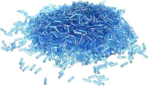 Miniatura 17 de uxcell 1200 cuentas de corneta, cuentas espaciadoras de tubo negro de 0.268 x 0.071 in, cuentas de vidrio forradas para hacer joyas, pulseras