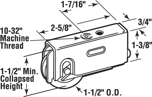 Miniatura 2 de Prime-Line D 1563 - Ensamblaje de rodillos de acero de 1-1/2 pulgadas con rodamiento de bolas y carcasa trasera lisa, para control de aire, Howmet