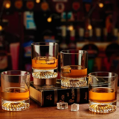 Miniatura 4 de OPAYLY Vasos de whisky a la antigua, juego de 4 vasos de 12 onzas, regalo para hombres y mujeres, beber whisky, cócteles escoceses, ron, coñac