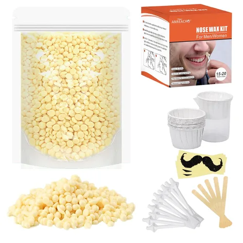Kit de cera para el cabello de nariz y orejas para hombres y mujeres, 3.53 onzas de cera con 20 aplicadores, solución segura para el cuidado del