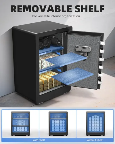Miniatura 5 de Caja de seguridad DAYI, cajas de seguridad para el hogar de 3.0 pies cúbicos con bolsa impermeable ignífuga, caja de seguridad para dinero