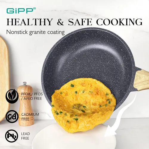 Miniatura 2 de GiPP Juego de ollas y sartenes de cerámica antiadherentes, juego de 22 utensilios de cocina antiadherentes, no tóxico, juego de cocina saludable