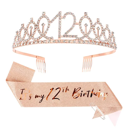 Miniatura 37 de CIEHER Corona de cumpleaños de 10 años, banda + juego de alfileres de perlas - Decoraciones y regalos para favores de fiesta de cumpleaños de 10 10º
