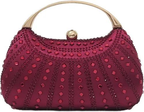 Miniatura 10 de HUANG ZHUANG Elegante bolso de mano de cristal con diamantes de imitación para mujer, bolso de fiesta, boda, baile de graduación, bolsa brillante