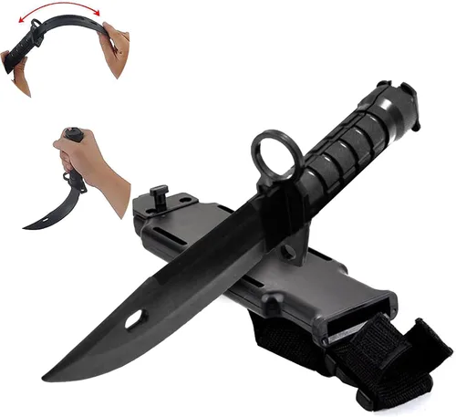 TIETHEKNOT Cuchillo táctico de goma de plástico con funda para entrenamiento militar, adecuado para armas blandas, armas de fuego, artes marciales,